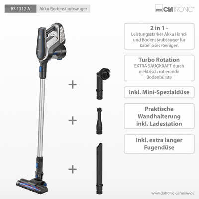 Clatronic Akku-Bodenstaubsauger BS 1312 A anthrazit/blau